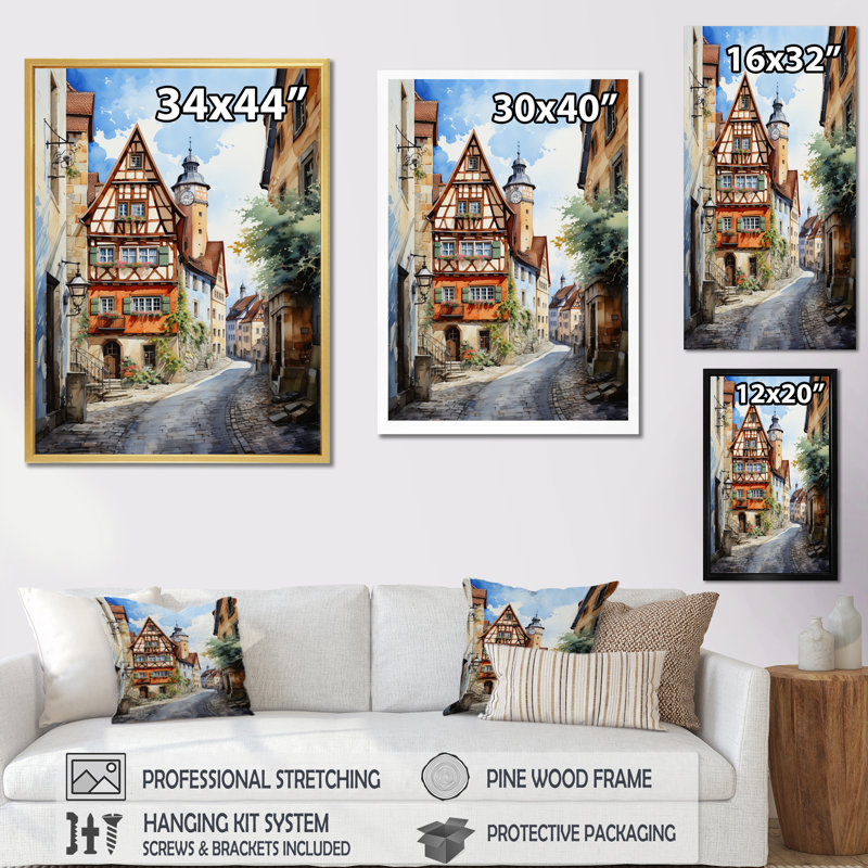 Laverham Allemagne Rothenburg Street I, Toile tendue, H 44 po x l 34 po x P 1,5 po