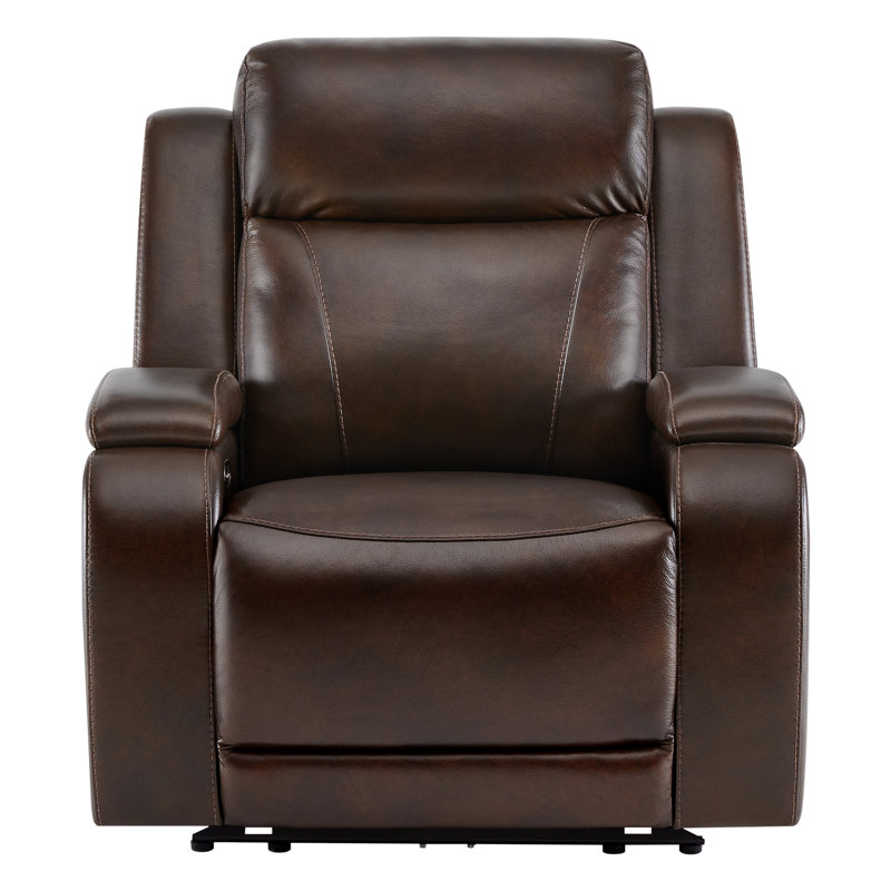 36.2'' Dual Motor Power Recliner with Zero Gravity, Genuine Leather Top-Grain Upholstery, Brown