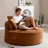 53.5" Oversized Round Chaise Lounge Chair Indoor, Comfy Corduroy Upholstered Boneless Couch with Pillow, No Assembly Required, Deep Seat Lounge Floor Compression Sofa Chair for Living Room, Apartment-503218585
