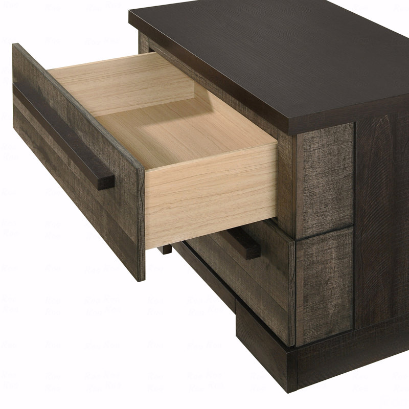 Mobilier de chambre à coucher en bois avec finition ébène gris, Gris