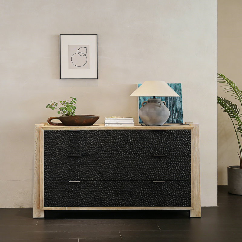 Armoire d'entrée en bois massif Wabi-Sabi, H 33,9 po x l 55,1 po x P 17,7 po