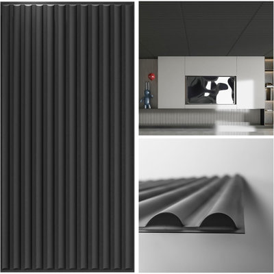 2X4 Ft Drop Ceiling Tiles In Black, 12-Sheet Semi-Cylinder...