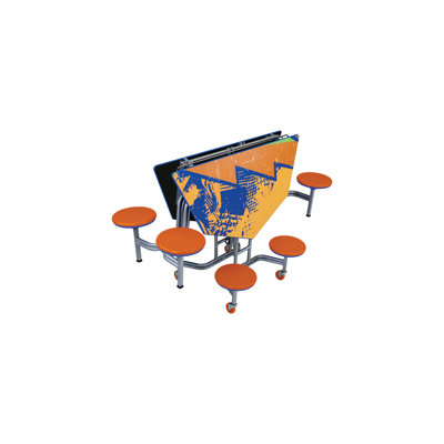 Table à tabourets mobile - octogone - 8 tabourets