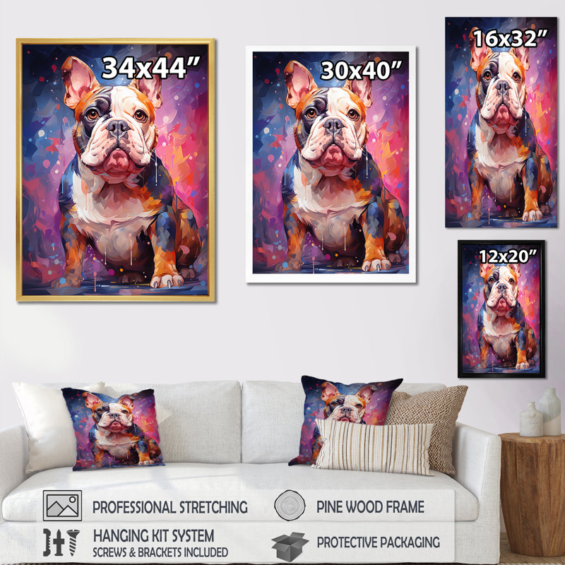 Bulldog Boldness III sur toile, Toile tendue, H 32 po x l 24 po
