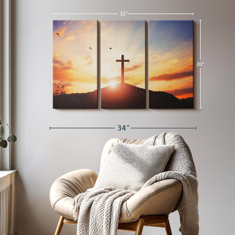 " Sunset Cross " Print, 20" H x 33" W x 1.25" D