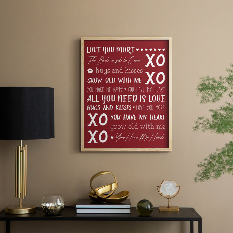 «Love You More», reproduction encadrée - bois massif, Naturel, H 21 po x l 17 po