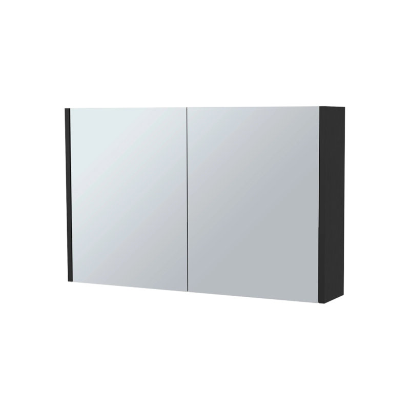 Armoire à pharmacie murale noire avec miroirs et trois tablettes intérieures, Noir