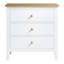 Grande table de chevet 3 tiroirs avec boutons en bois massif