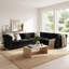 Canapé Chesterfield en L en velours avec lit escamotable et bordure dorée UnaSedoro-1014359940