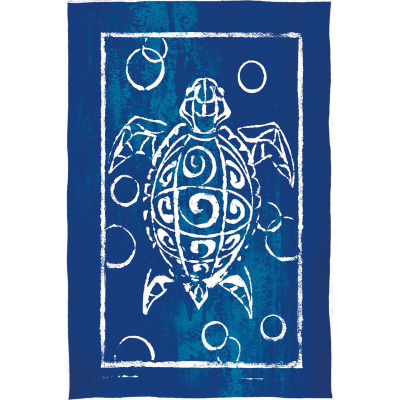 Sea Turtle Cobalt Stamp - Wrapped Canvas Print, 122cm H x 81cm W x 3.8cm D