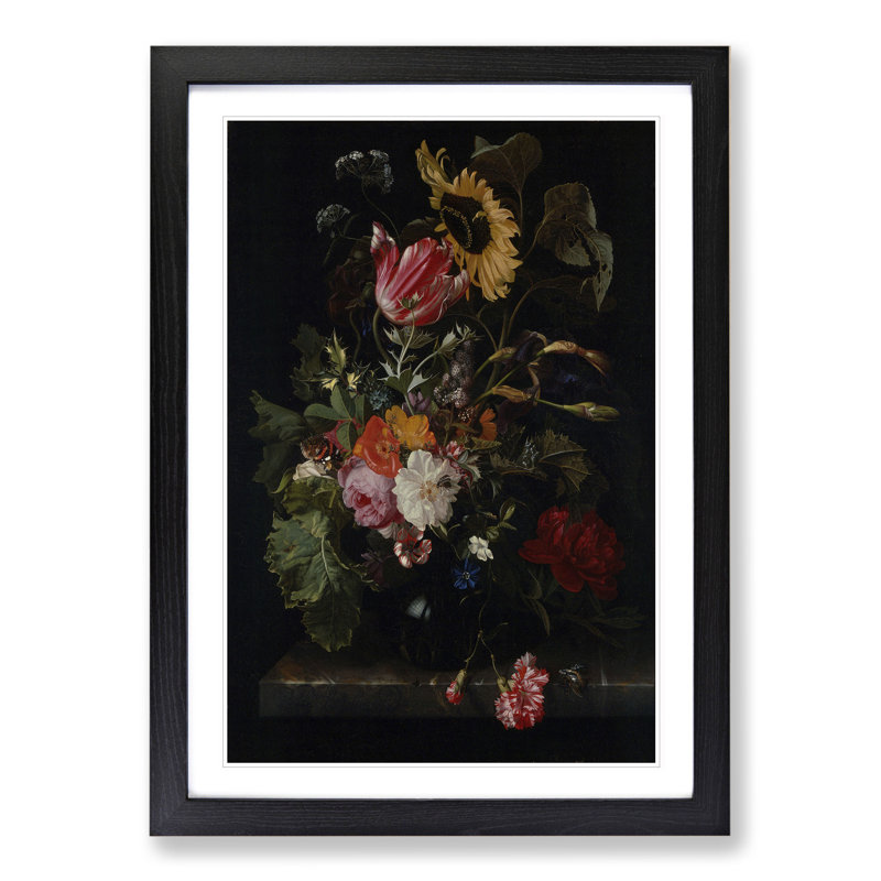 Still Life with Flowers Vol.5 by Maria Van Oosterwijk - Picture Frame Painting, Black, 48cm H x 36cm W x 2cm D