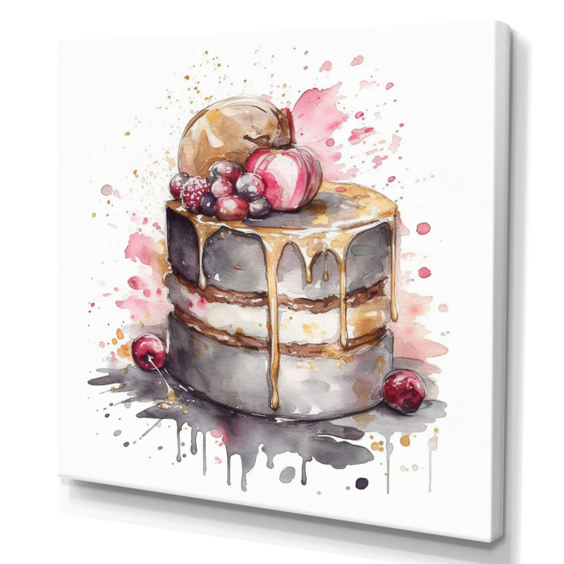 Tentation d'un délicieux gâteau IV sur toile, H 16 po x l 16 po x P 1 po