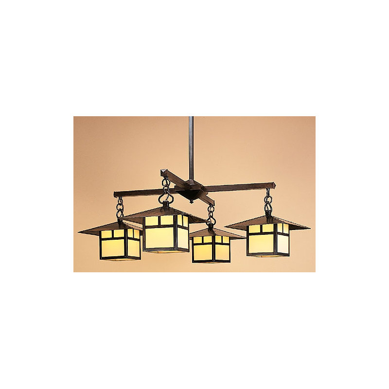 Monterey 4 - Light Chandelier, 29" H x 41.38" W / Hummingbird, Bronze, Cream