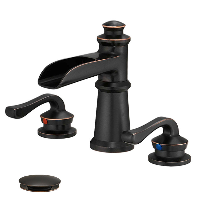 Widespread Single-handle Bathroom Faucet with Drain Assembly, Oil Rubbed Bronze