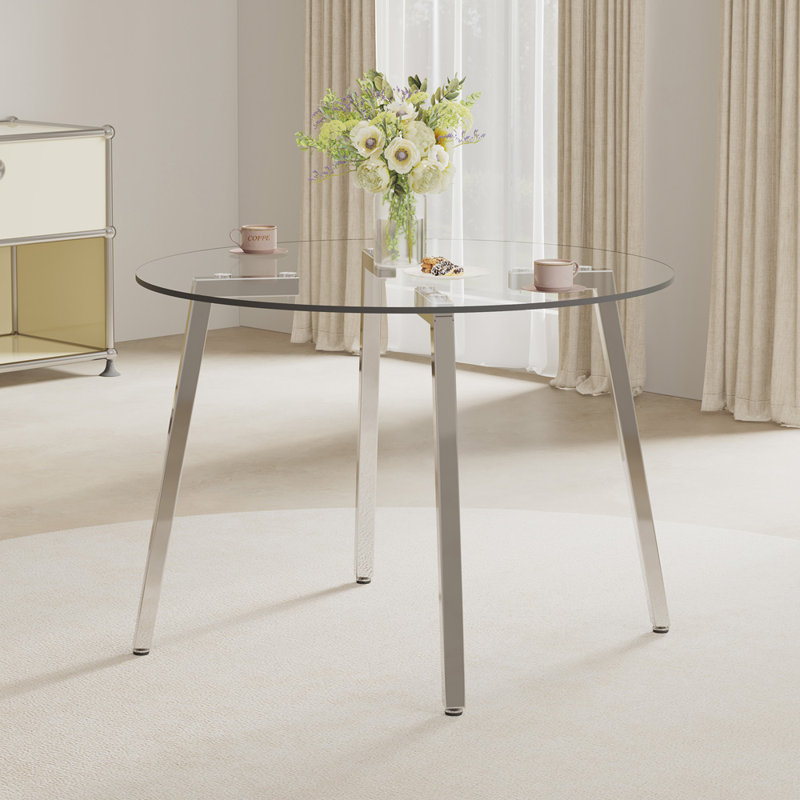 Table de salle à manger Heimoana, Argent argent, H 29,5 po x l 42 po x P 42 po