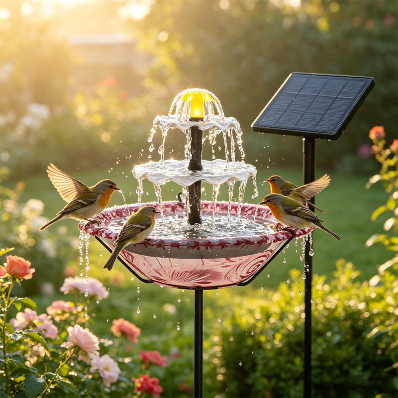 Mangeoire à oiseaux flottante solaire pour oiseaux, Mauve