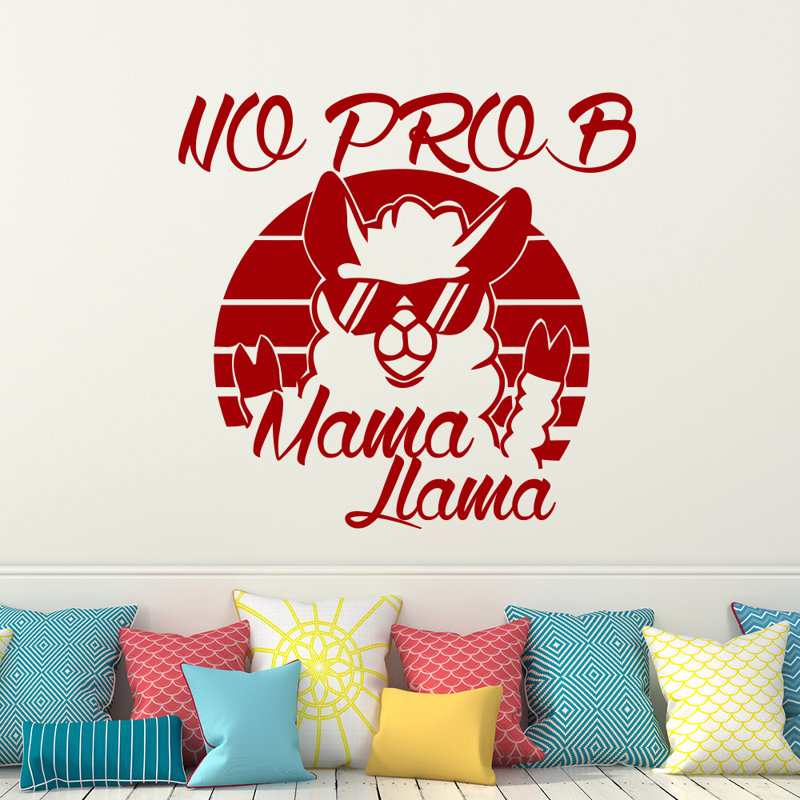 Décalcomanie murale "no prob maman llama", Mauve rouge