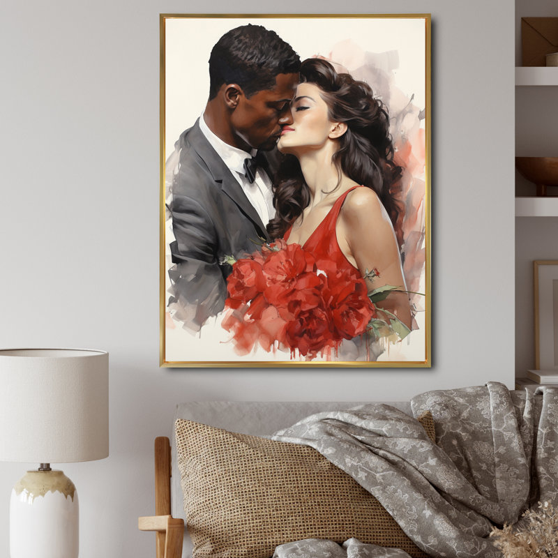Couple de mariage Beauté intemporelle I, Cadre flottant doré, H 32 po x l 16 po x P 1 po