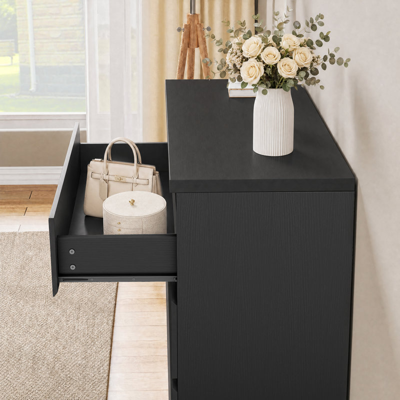 Commode moderne à 3 tiroirs pour chambre à coucher, commode de rangement avec tiroirs profonds pour le salon, la chambre à coucher, le couloir et l'entrée, noir