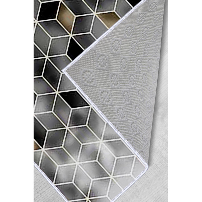 Tapis tissé de qualité supérieure, 100% polyester, 4,6 x 7,2 pi | Pois antibactérien antidérapant en PVC | Impression numérique 3D, lavable à la machine, hauteur des poils: 0,3 po | Idéal pour le salon, la chambre à coucher et les espaces repas