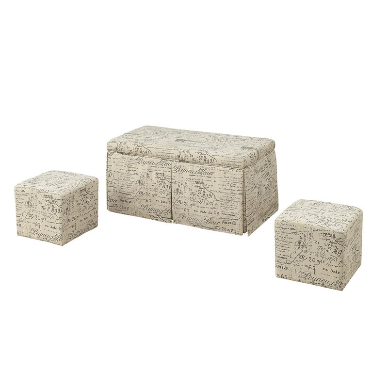 Banc et repose-pieds de 18 po x 36 po x 18 po en tissu à motif 3 pièces
