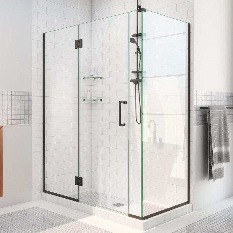 Unidoor-X 40.5" x 72" Hinged Shower Enclosure, Matte Black