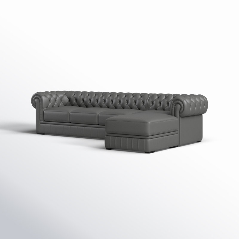 Canapé modulaire en forme de L Apollus Chesterfield, canapé en cuir moderne, faisant face à la droite,