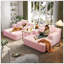 Ensemble 2 pièces de méridienne surdimensionnée, luxueux canapé-lit en velours côtelé moelleux avec 6 coussins et une poche de rangement pour les petits espaces-1607512789