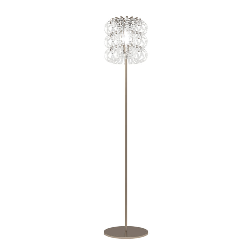 Ecos Striped 35 Floor Lamp, Matte Bronze, Crystal Striped Glass