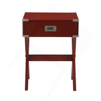 Table d'appoint avec coins en métal, rouge