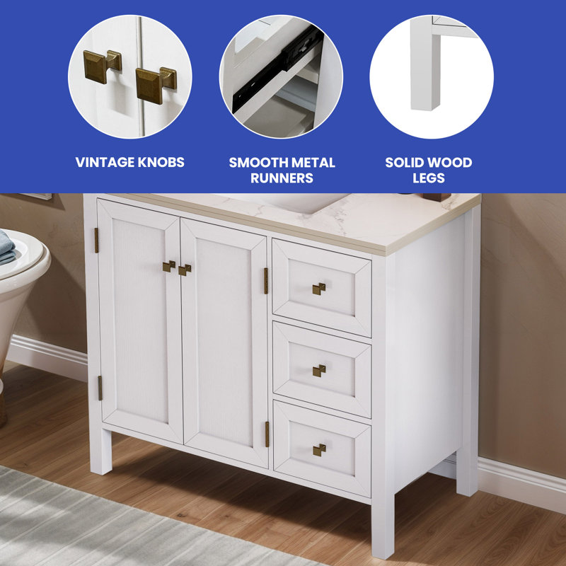 Philpott 36'' Single Bathroom Vanity with Stone Top