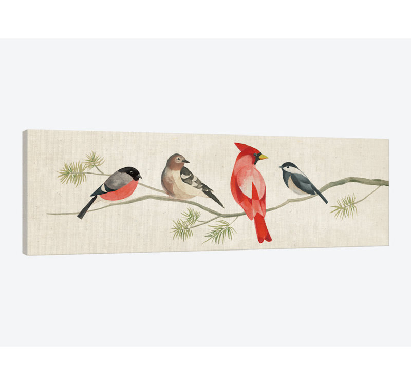 Festive Birds Panel I, impression sur toile tendue, H 24 po x l 72 po x P 1,5 po, Toile tendue