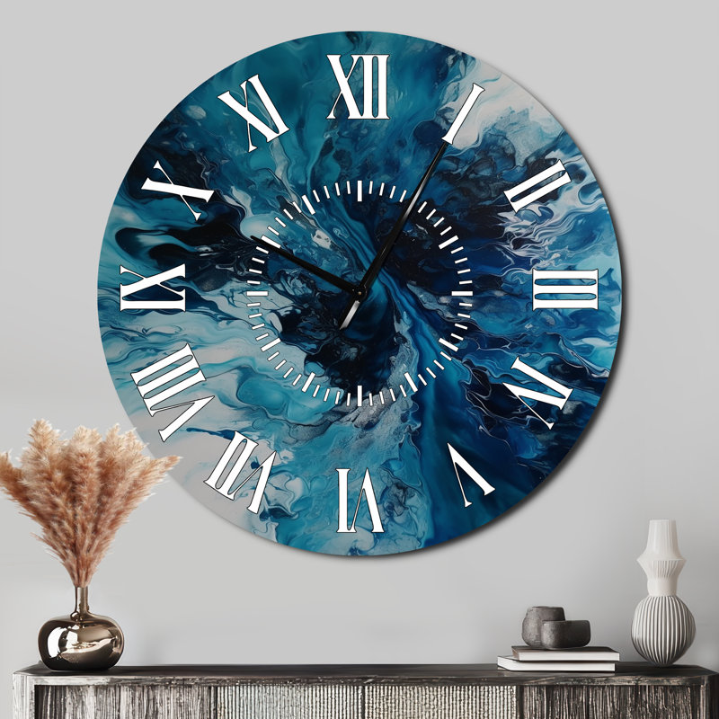 Horloge murale sarcelle et noir, Surdimensionné