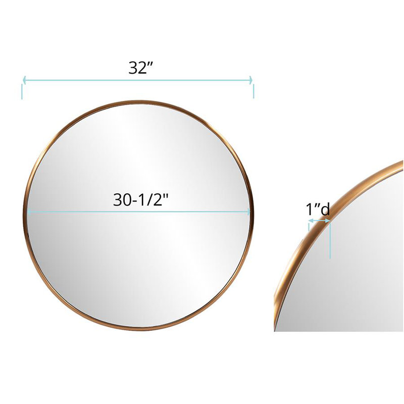 Cavid Stainless Steel Round Mirror, Brass, 32" x 32"