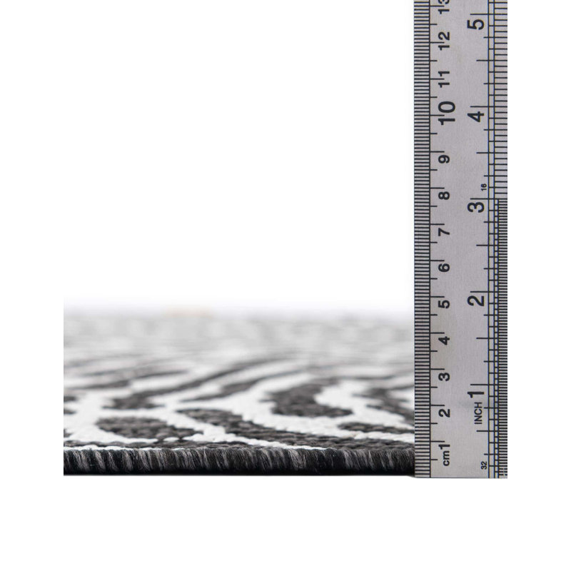 Tapis intérieur / extérieur en polypropylène géométrique tissé à la machine en noir / blanc