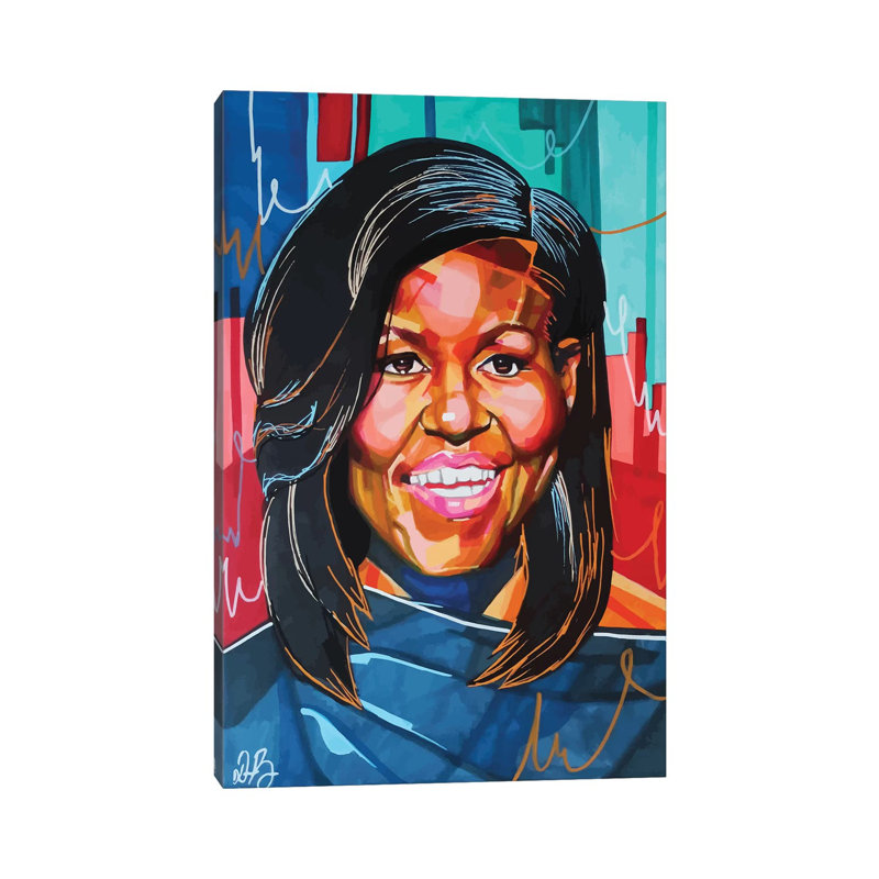 Michelle Obama - impression d'art graphique, Pas de tapis, Toile tendue, H 18 po x l 12 po x 1,5 po