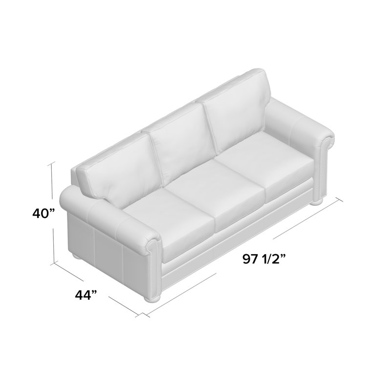 Foster 97.5" Sofa with Reversible Cushions, Cream Chenille 1345-002, Molasses
