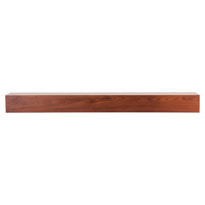 Modern Ember Walnut Creek Fireplace 72" Mantel Shelf - 9" Depth, Close-Grain Details - Real Walnut Wood