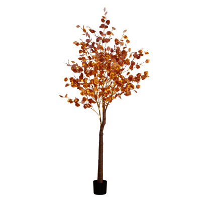 8Ft. Pre-Lit Grand Autumn Eucalyptus Artificial Fall Tree With 540 Warm White LED Lights