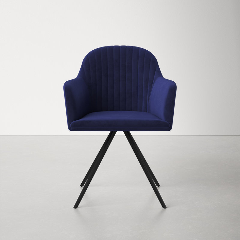 Sapphire Blue Velvet Upholstered Swivel Dining Chair