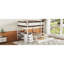 Lit superposé double avec lit gigogne simple, rangement et bureau, blanc et noyer-943117834