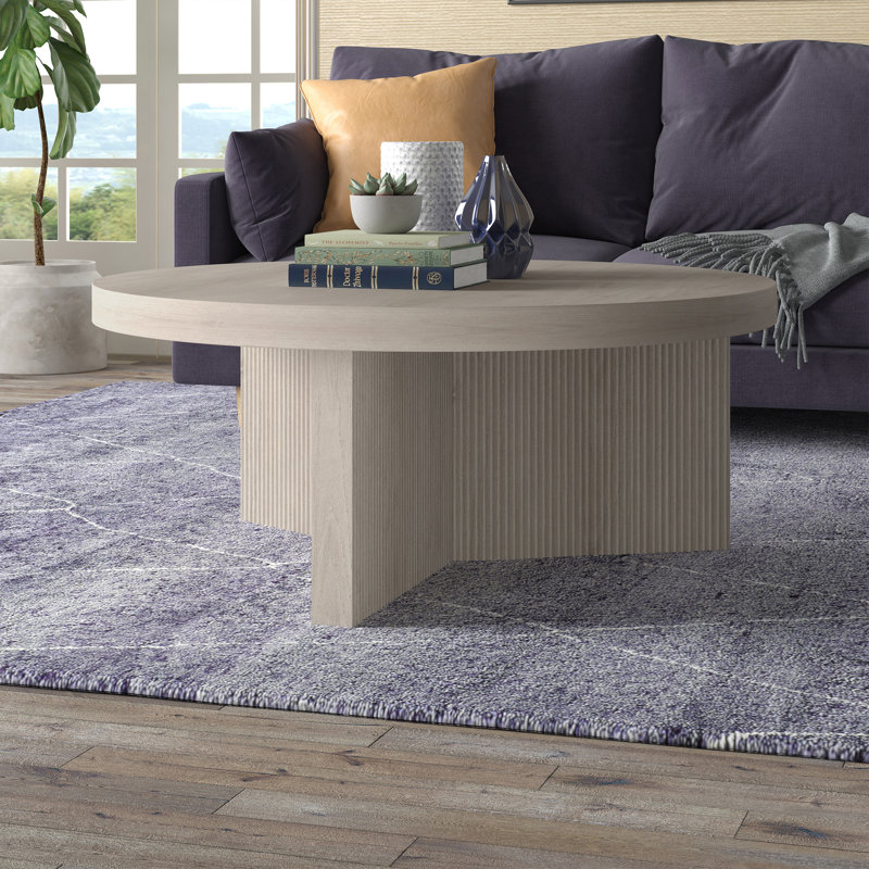 Adione Pedestal Coffee Table, Alder White