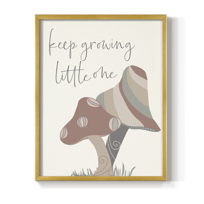 Keep Growing Framed Print - Solid Wood, 11" H x 9" W, Gold