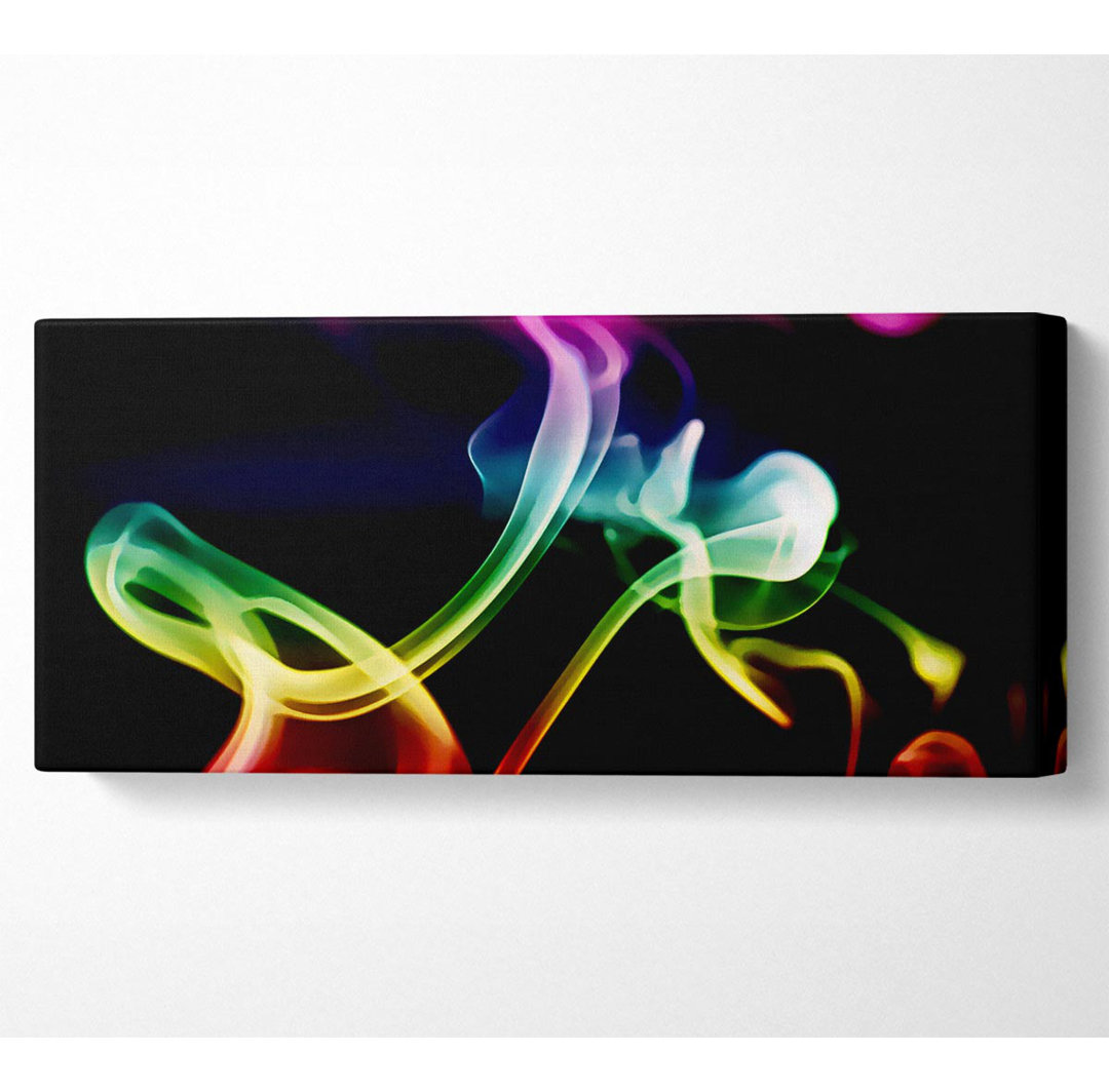 Rainbow Smoke on Black - Panorama-Kunstdrucke auf Leinwand - Wrapped Canvas