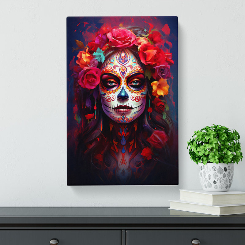 Sugar Skull Modern - No Frame Print, 60cm H x 40cm W x 3cm D