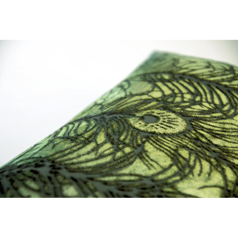 Peacock Feather Velvet Pillow Cover & Insert, Square 22", Evergreen