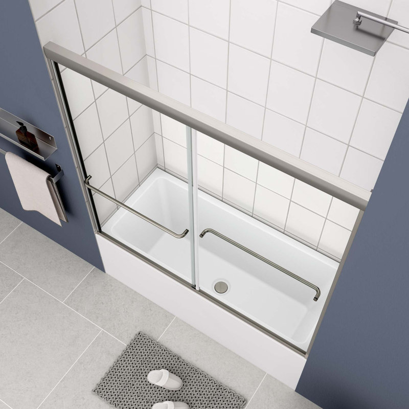 Bathtub Shower Door,Sliding Door,With 1/4" Tempered Glass, Chrome