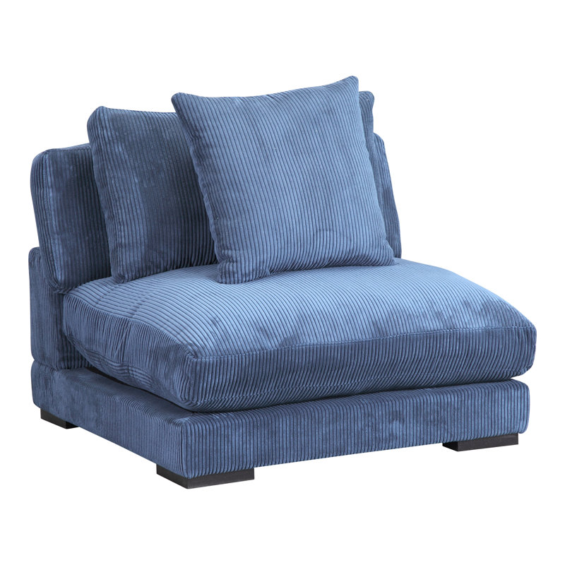 Saegan Upholstered Slipper Chair, Blue Polyester