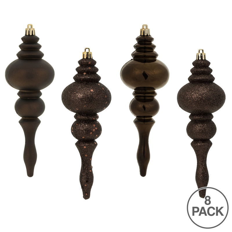 7" 4-Finish Finial Ornament, Chocolate