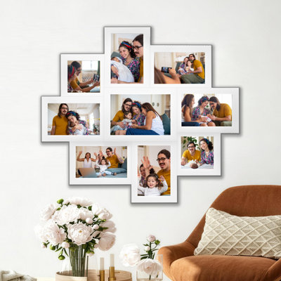 Cross 12 Opening Collage Picture Frame Set, White PVC Wall Gallery Decor